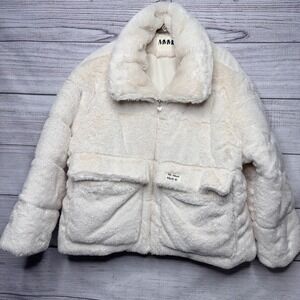 My Mum Made It Cream Faux Fur Teddy Coat Short Jacket size M